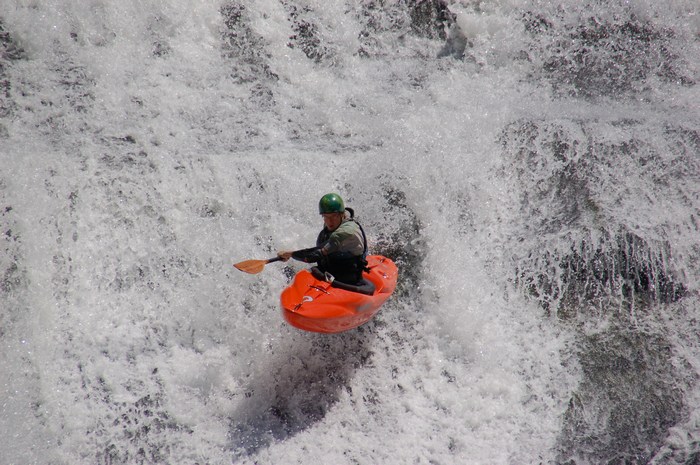 Kayak on a waterfall