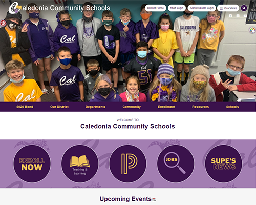 Screenshot of the Caledonia Community Schools website