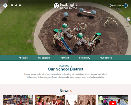 screenshot of the Foxbright Kapok demo website