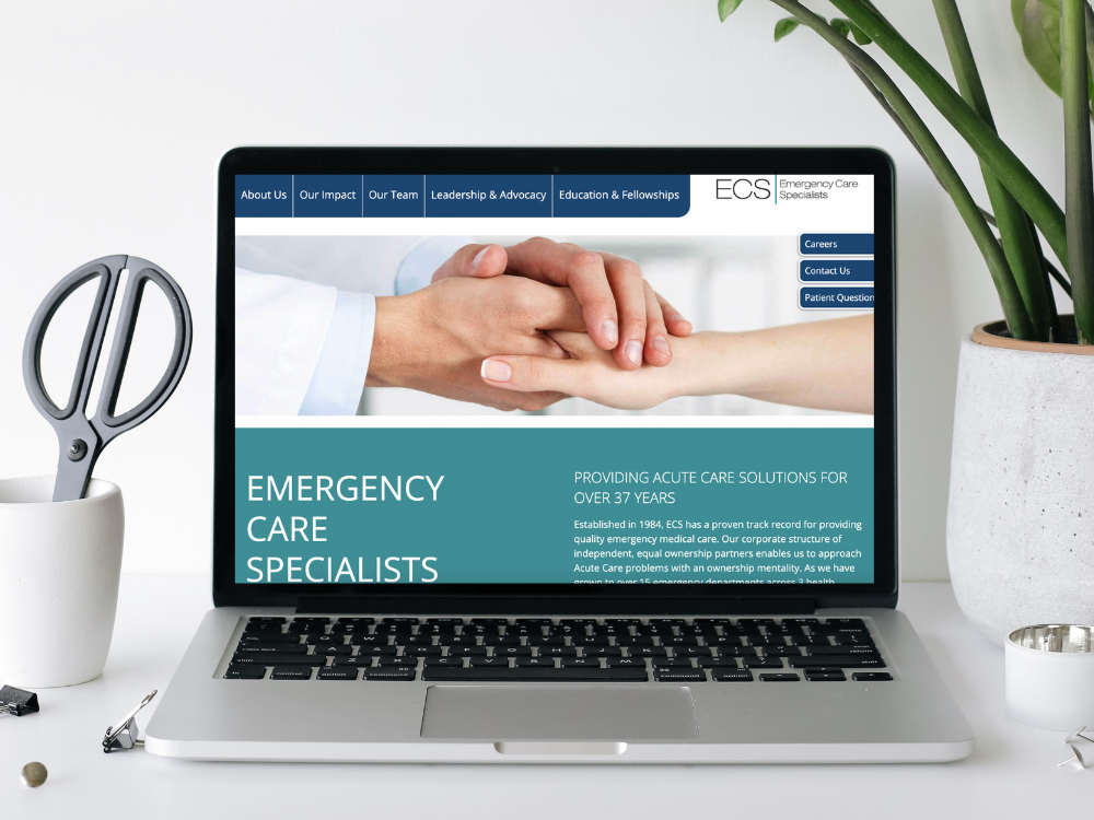 Homepage website design for Emergency Care Specialists