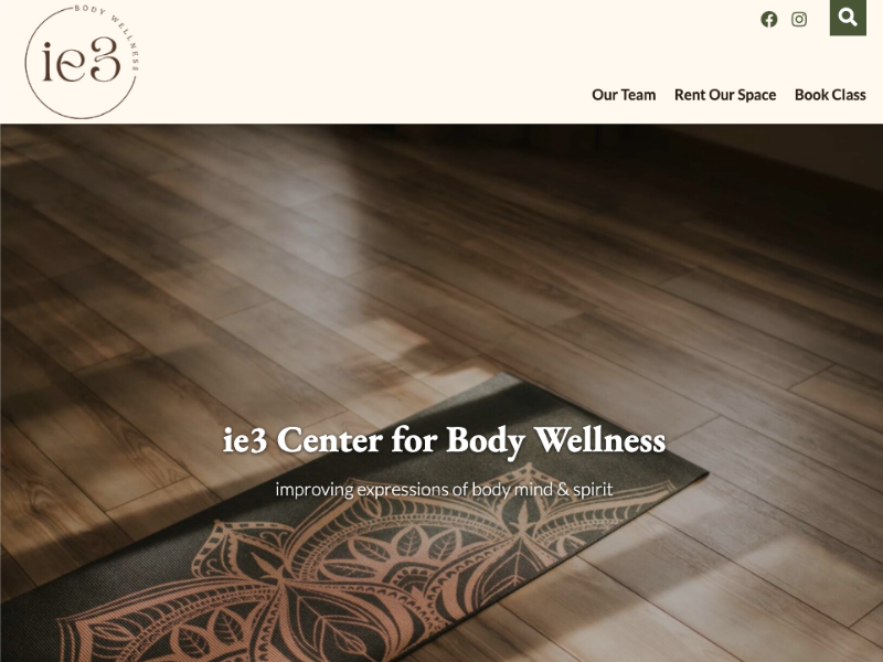 Homepage of iE3 Body Wellness Website