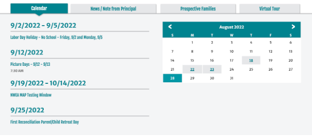 Example of lotus navigation and calendar features